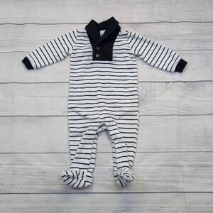 6m Firsts by Petit Lem Striped Terry Romper